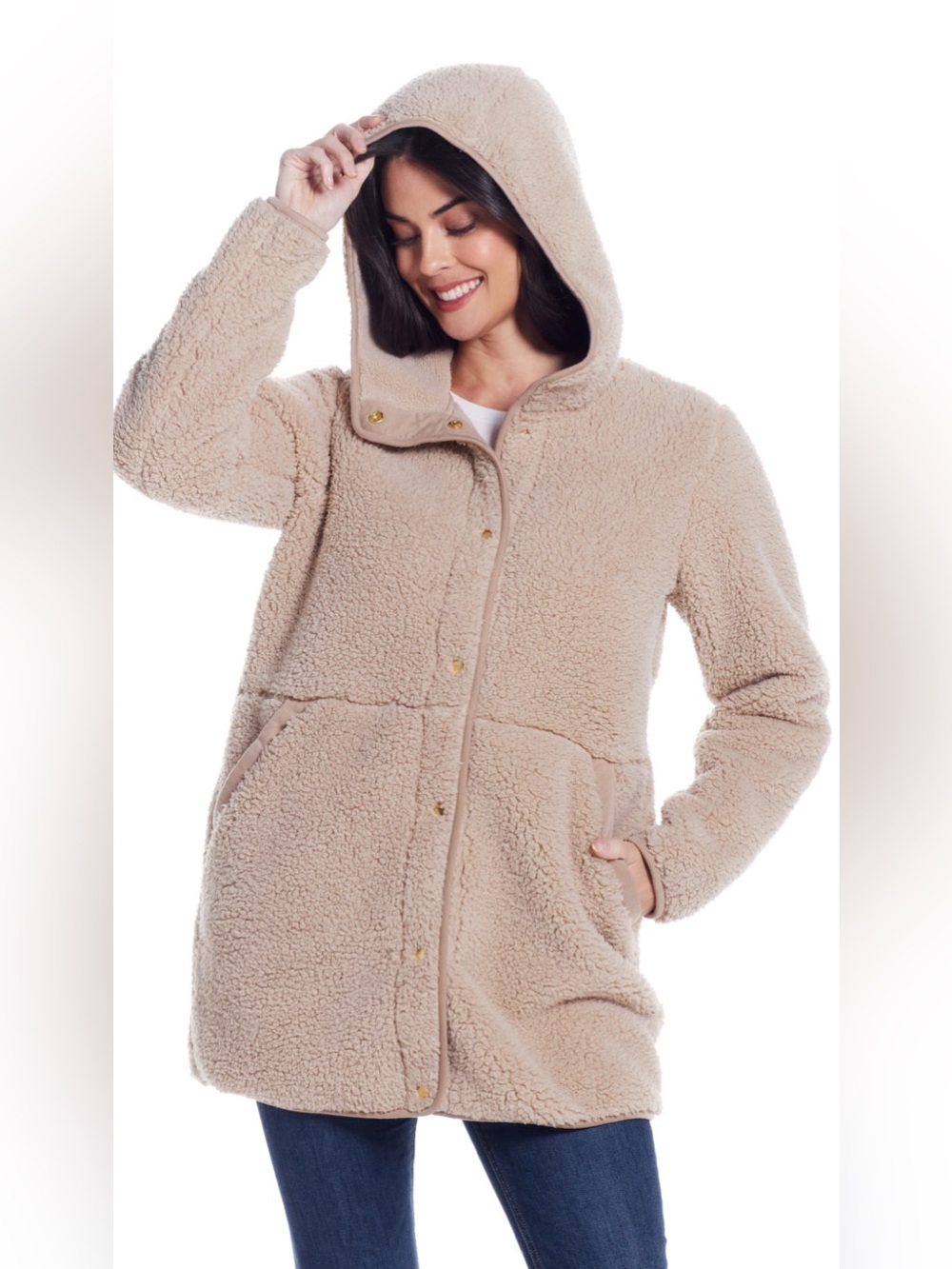 NWT Weatherproof Beechwood Hooded Sherpa Fleece Jacket Coat – Size M